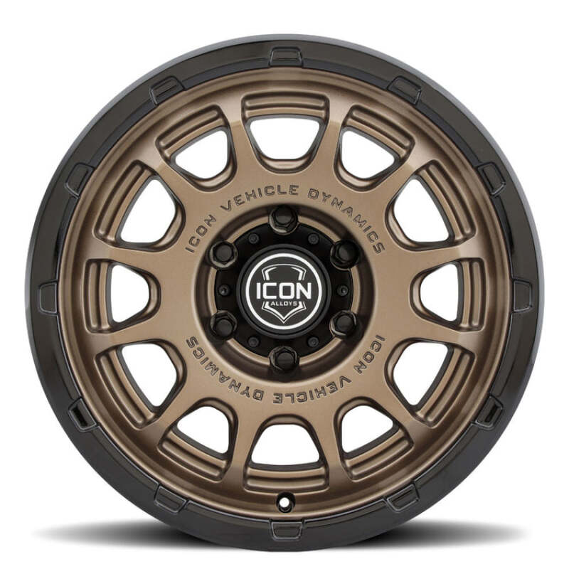 ICON Alloys Rancho 17x8. 5 / 6x5. 5 / 0mm / 4.75 in BS Satijn bronzen wiel w / Glans zwarte Lip