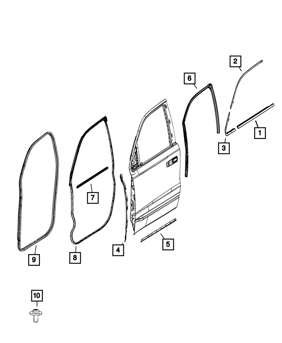 Front Door Body Mounted Weatherstrip - RAM 1500 19+