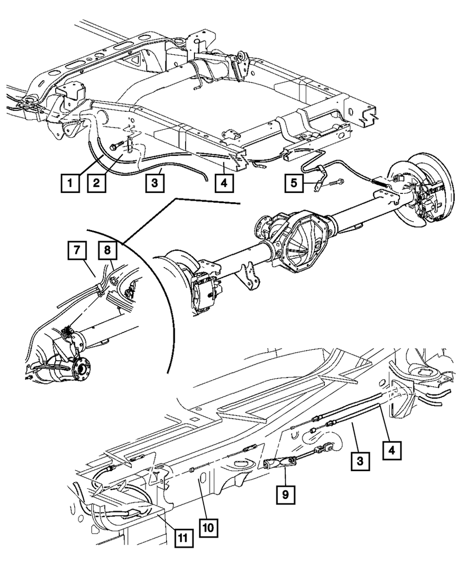 Parking Brake Cable, Front - RAM 2002-2012