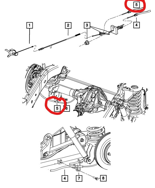 Handbrake cable Right rear 09+