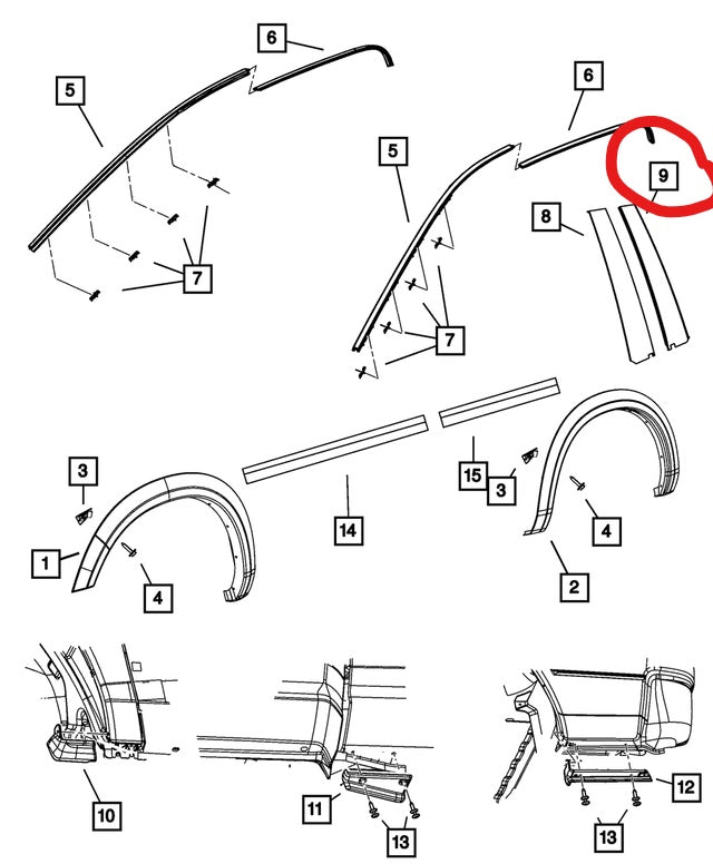B-Pillar Trim Applique Rear Right 2009 - 2021 Classic