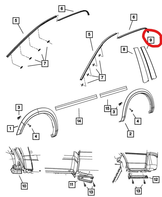 Applique-B Pillar Trim Molding Left Rear 2009 - 2021 Classic