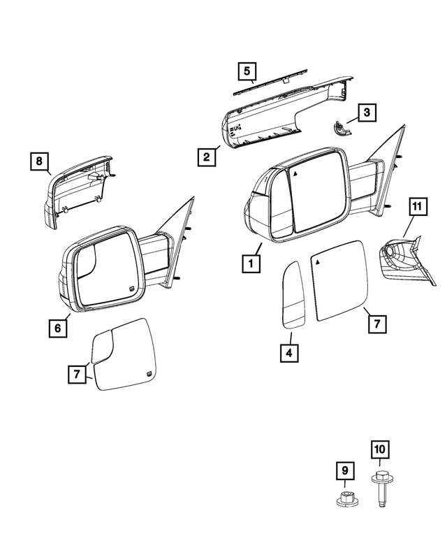 Mirror left black Dodge Ram 2019+