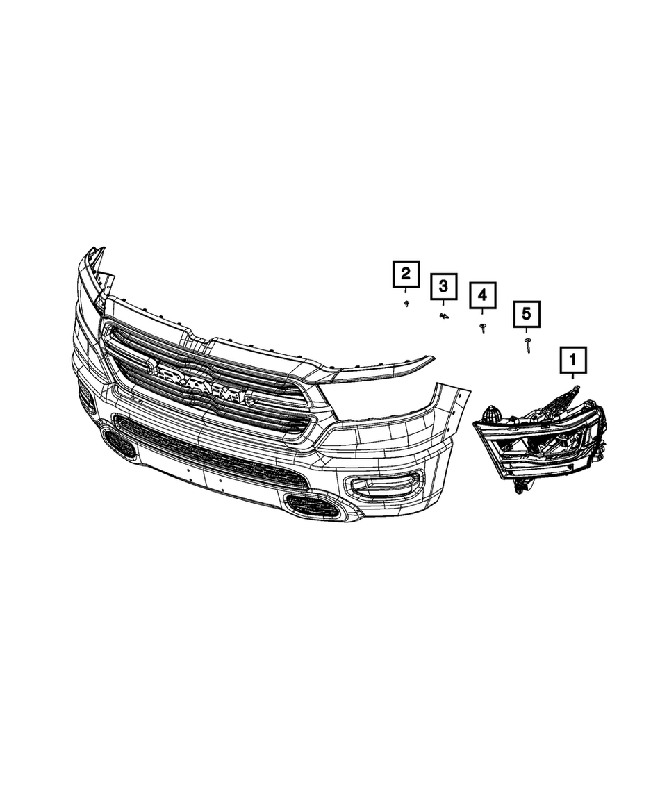Headlamp, LH - RAM 1500 2019-2024