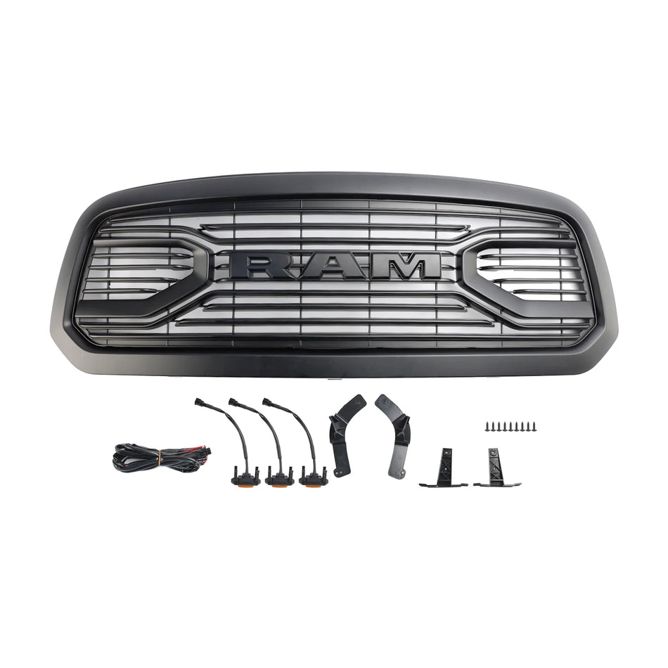 Big Horn Style Front Grill Generic Black - RAM 1500 13-18 (With 3xLED Lights)