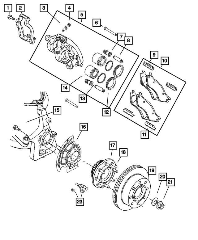 Brake caliper left front RAM 2500/3500 03/08