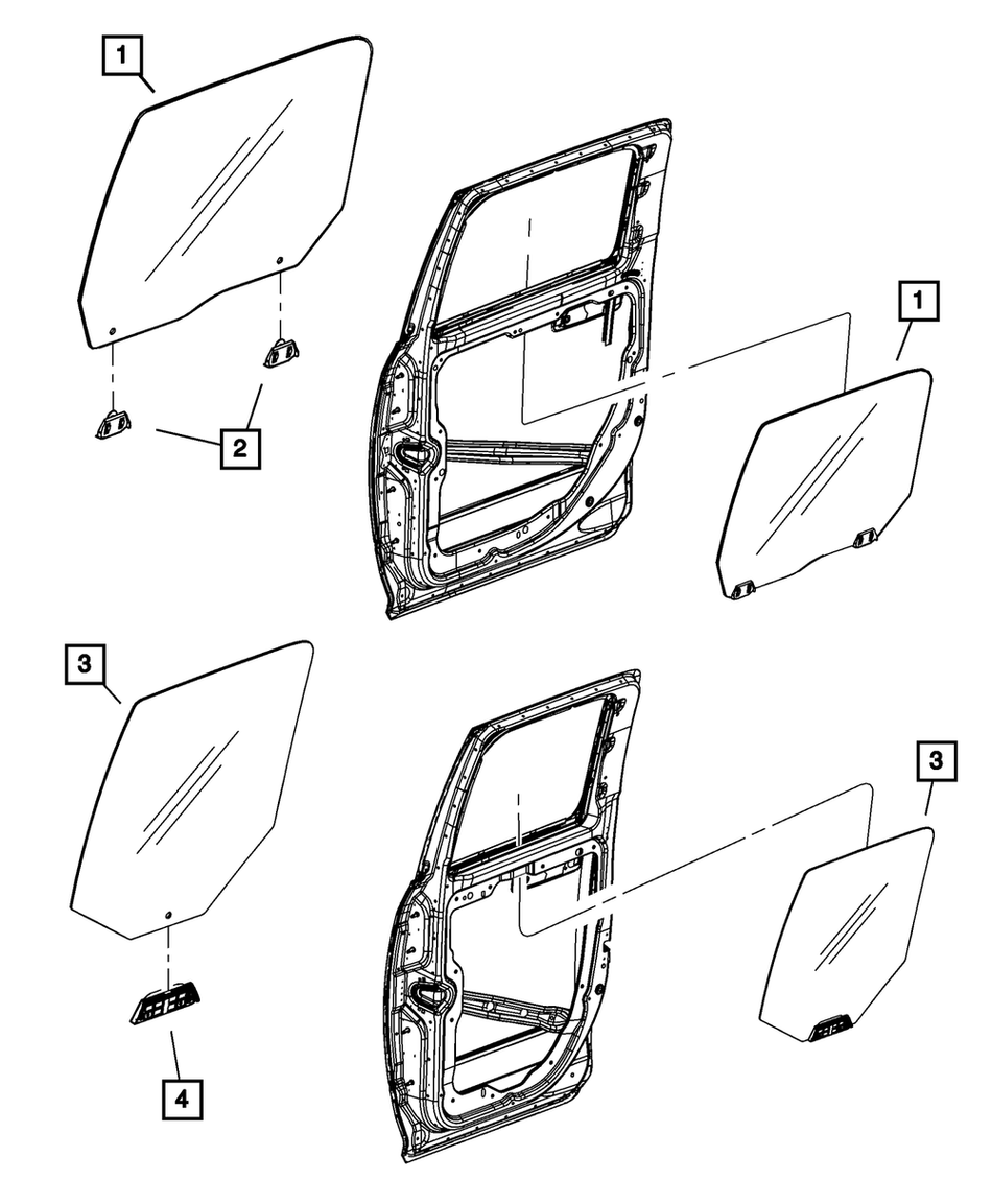 Rear Door Glass, RH - RAM 09+