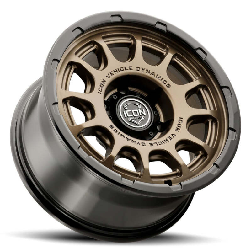 ICON Alloys Rancho 17x8. 5 / 6x5. 5 / 0mm / 4.75 in BS Satijn bronzen wiel w / Glans zwarte Lip