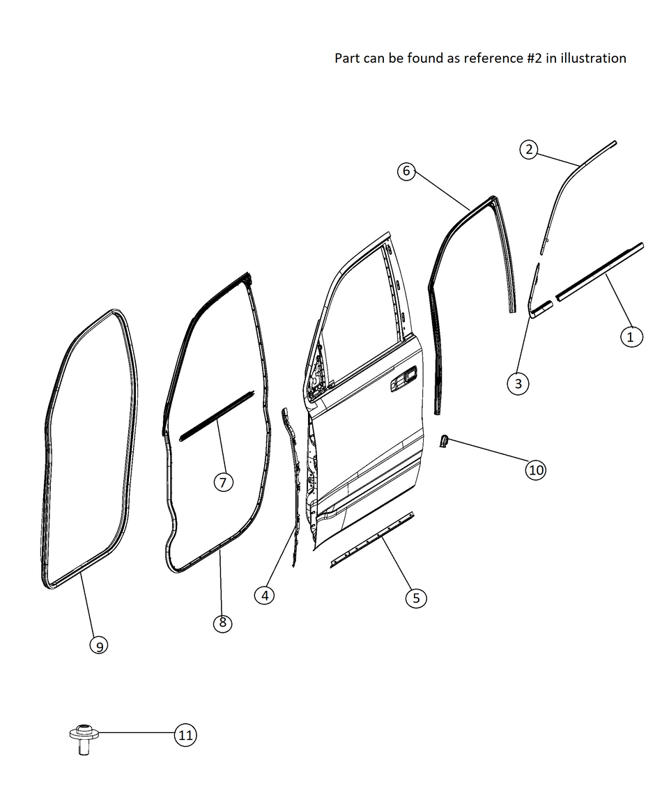 MOLDING,Day Light Opening, Front Door, LH - Ram 1500 DT 19+