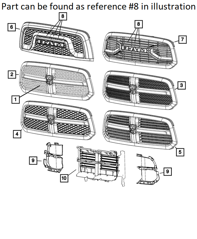 Nameplate (Front Grille "RAM") - Ram 1500 2015-2017