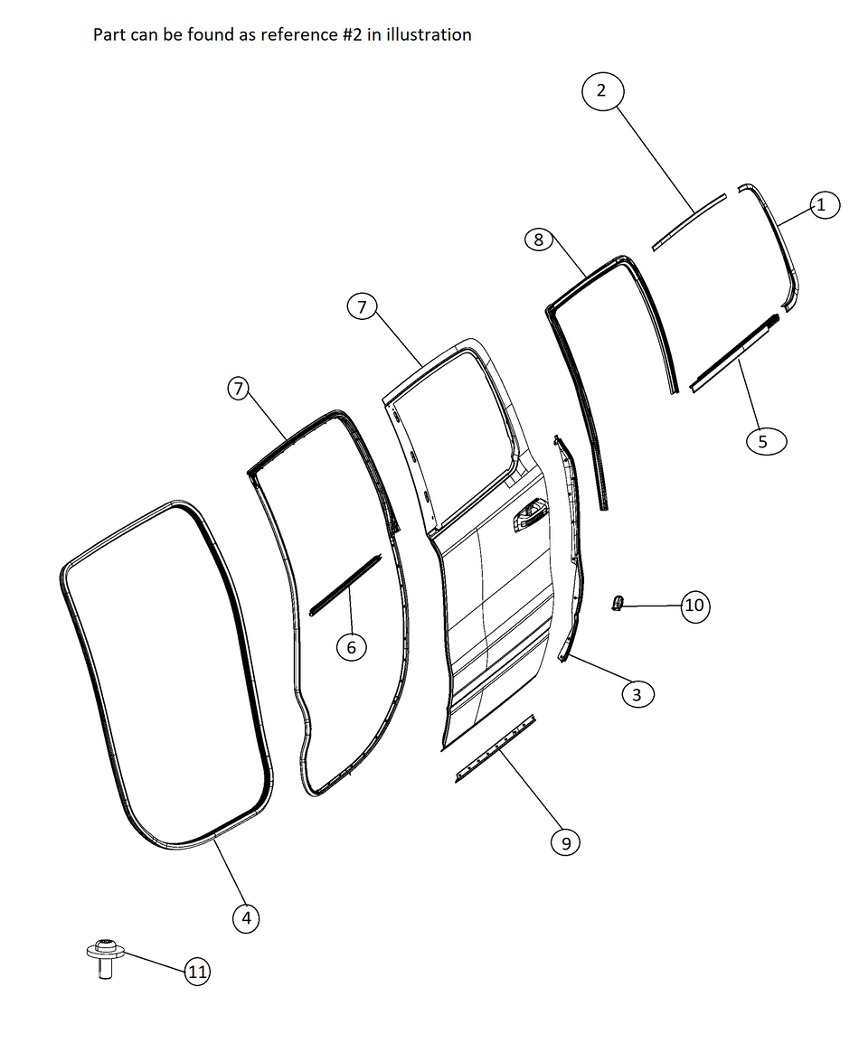 MOLDING,Day Light Opening, Rear Door, LH - Ram 1500 DT 19+